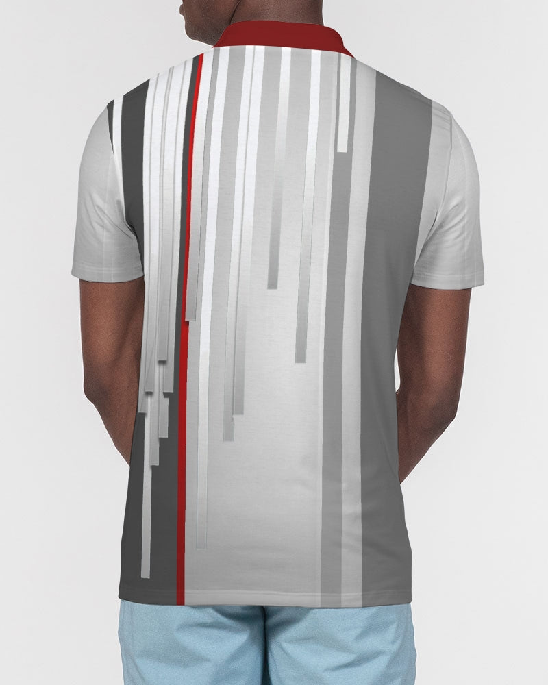 Blur Grey Lines Men's Slim Fit Polo-cloth-Digital Rawness