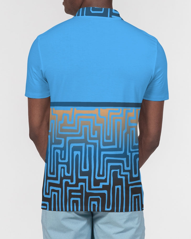 Orange Sticked On Blue Men's Slim Fit Polo-cloth-Digital Rawness