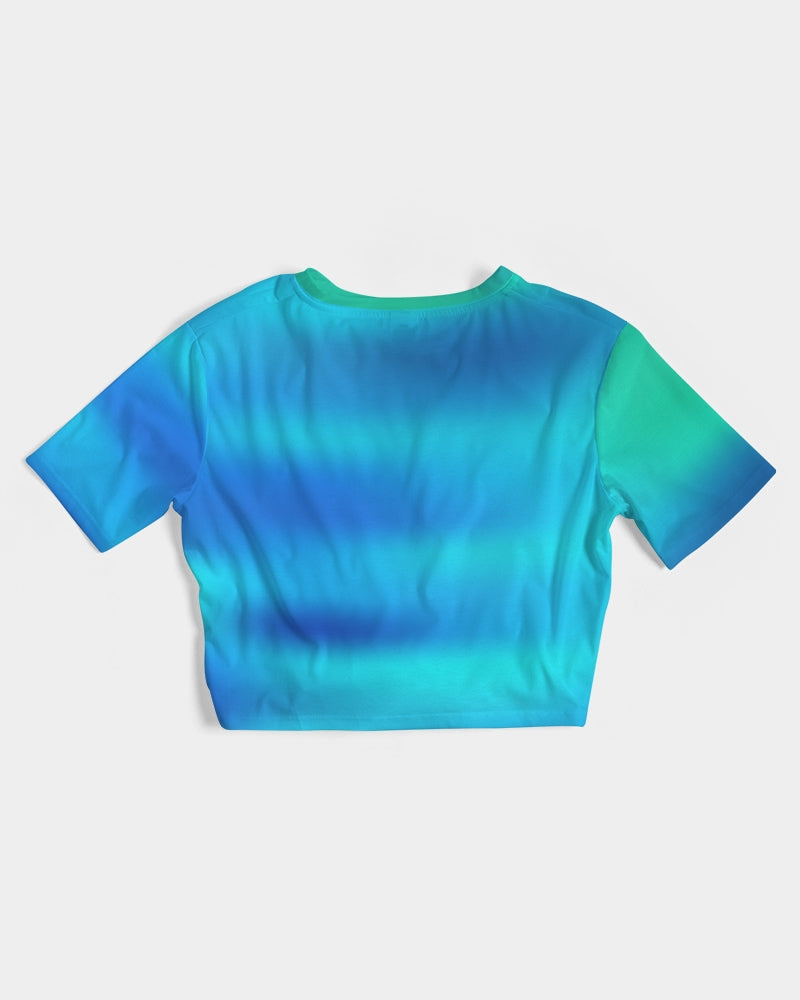 Ocean Shore Blues Women's Twist-Front Cropped Tee-cloth-Digital Rawness