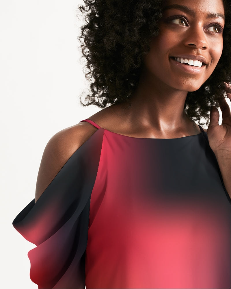 Cherry Bomb Women's Open Shoulder A-Line Dress-cloth-Digital Rawness