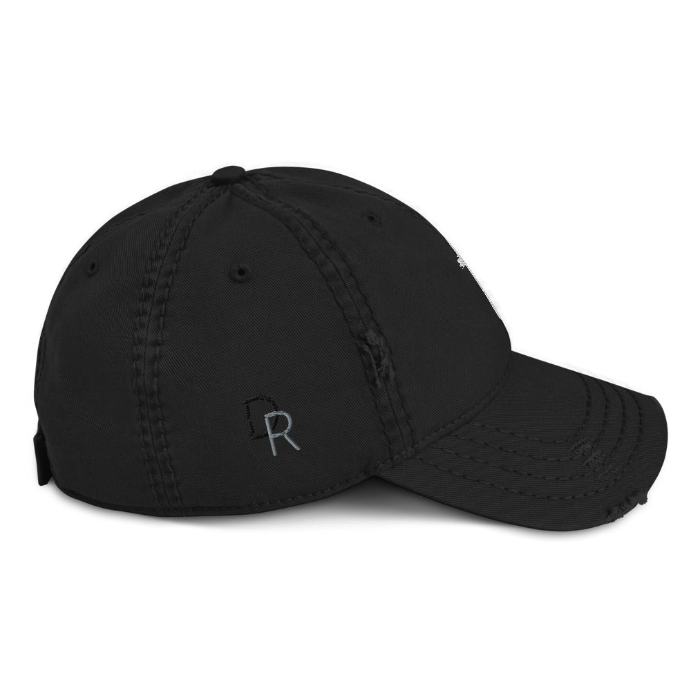 Side view of Christian Cross Distressed Dad Hat