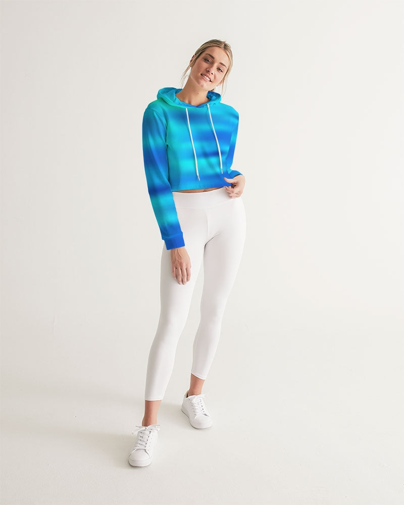 Ocean Shore Blues Cropped Women's Hoodie