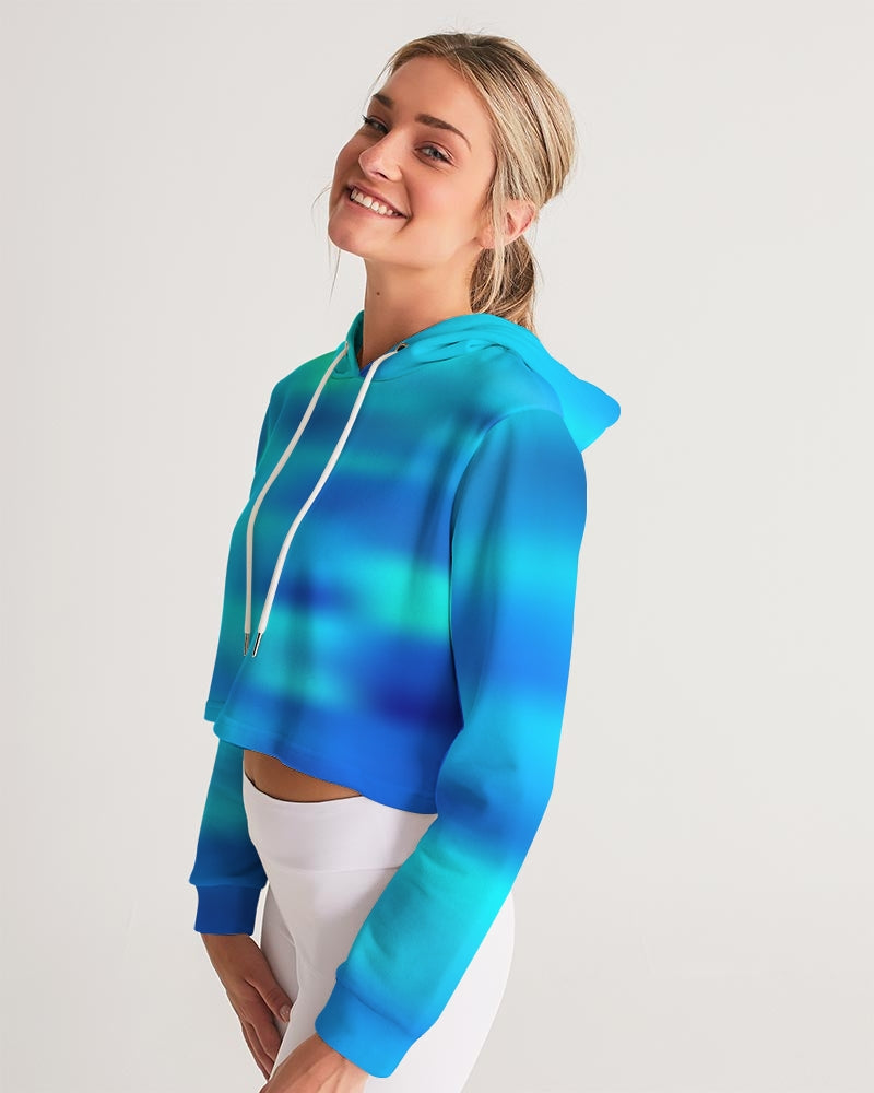Ocean Shore Cropped Women's Hoodie-Digital Rawness