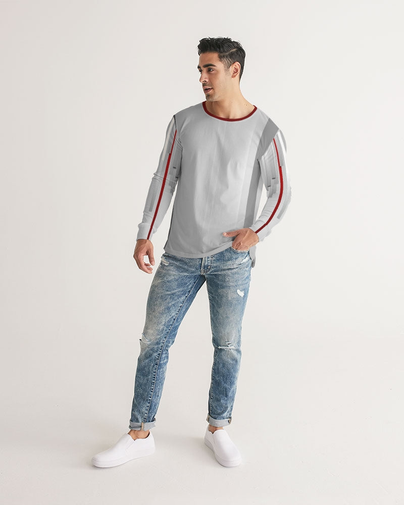 Gray Lines Men's Long Sleeve Shirt-cloth-Digital Rawness
