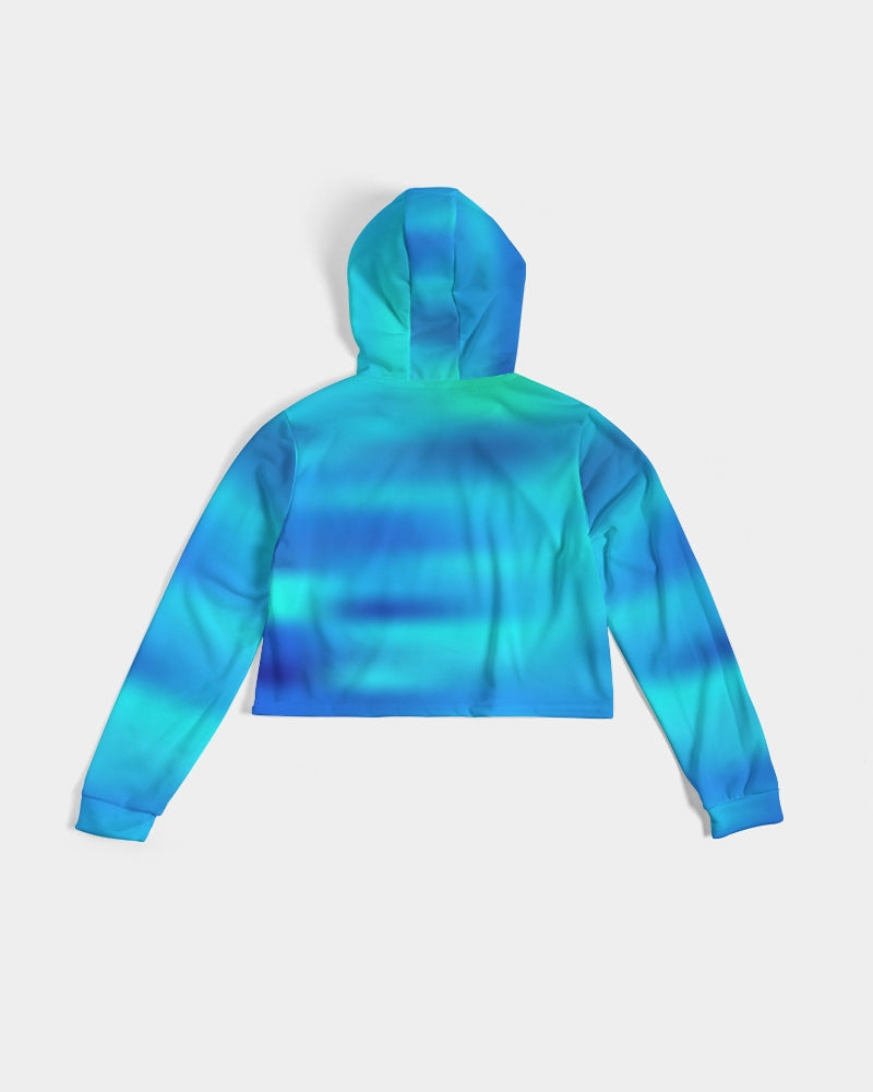 Ocean Shore Blues Cropped Women's Hoodie-cloth-Digital Rawness