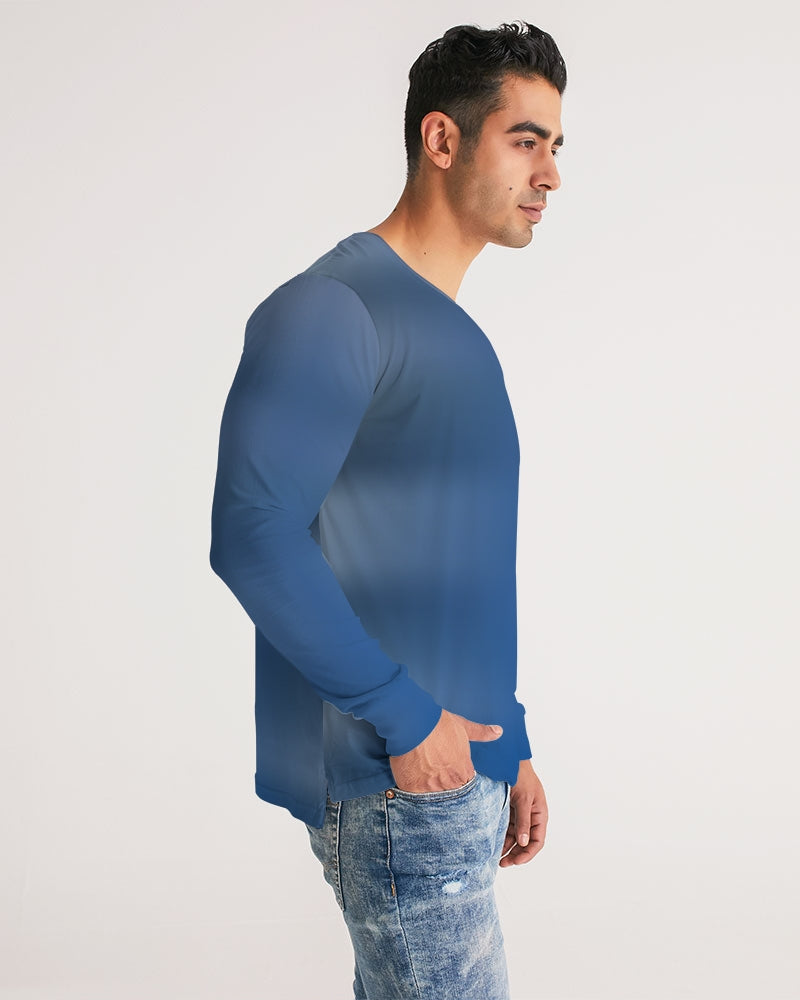 Shaded Blue Men's Long Sleeve Shirt-cloth-Digital Rawness