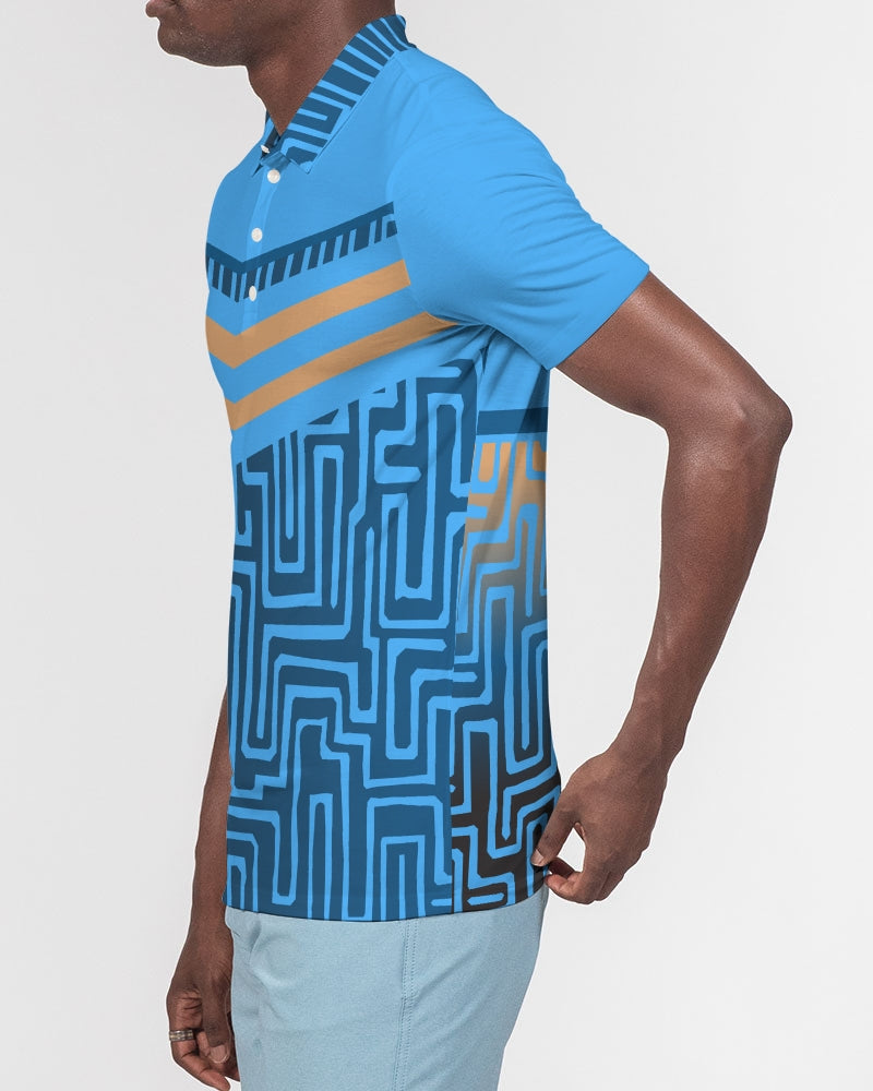 Orange Sticked On Blue Men's Slim Fit Polo-cloth-Digital Rawness