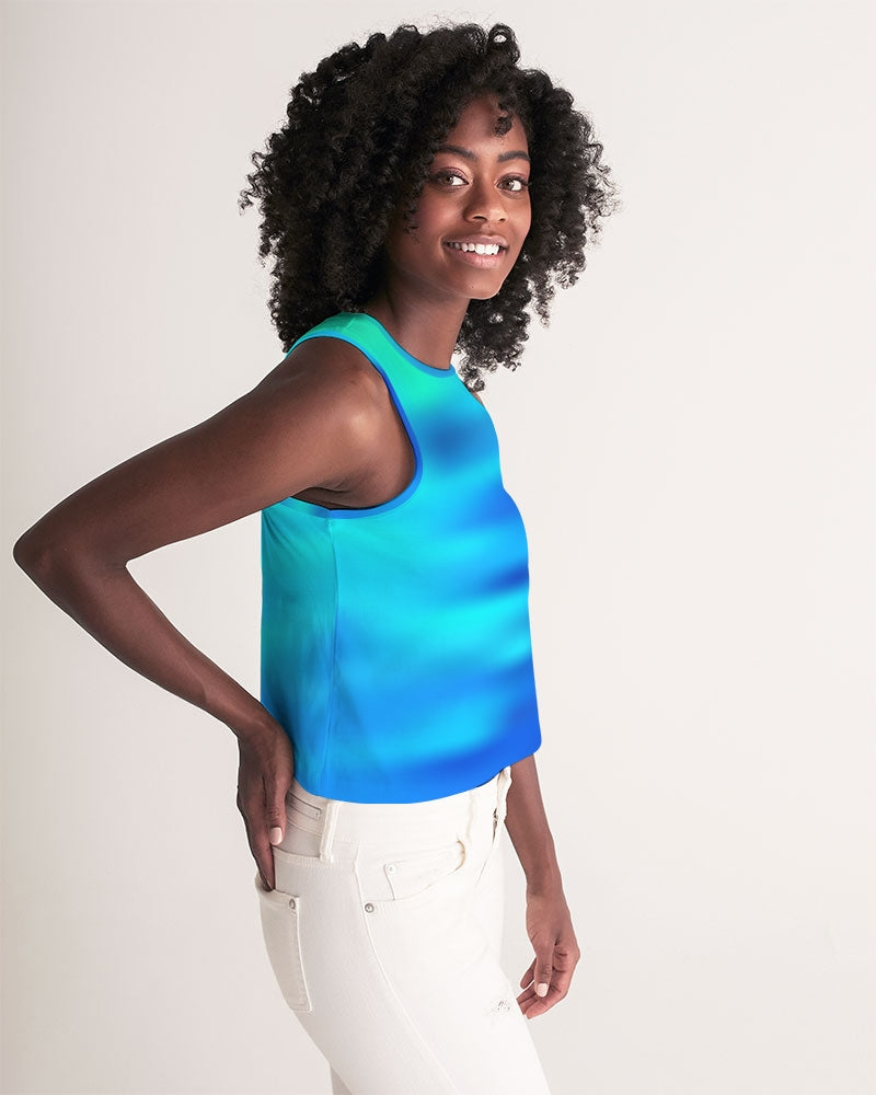Ocean Shore Blues Women's Cropped Tank-cloth-Digital Rawness