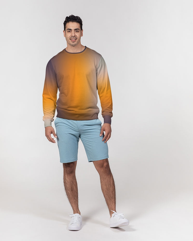 Smokey Orange Men's Classic French Terry Crewneck Sweater-cloth-Digital Rawness