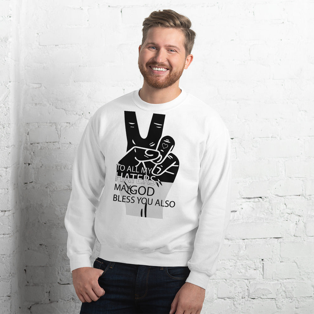 PEACE to My HATERS Unisex White Sweatshirt-Digital Rawness