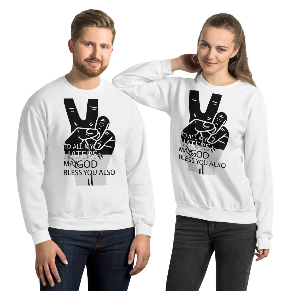 PEACE to My HATERS Unisex White Sweatshirt-Digital Rawness