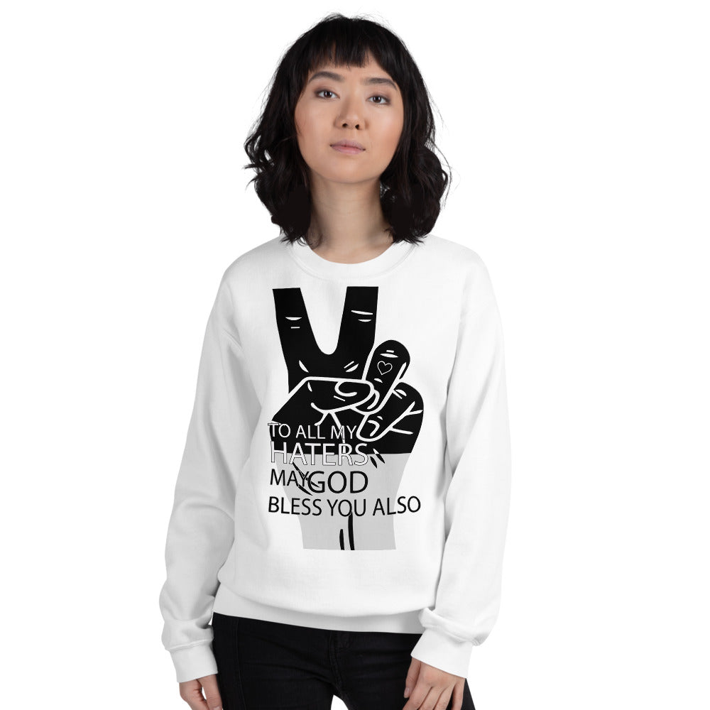 PEACE to My HATERS Unisex White Sweatshirt-Digital Rawness