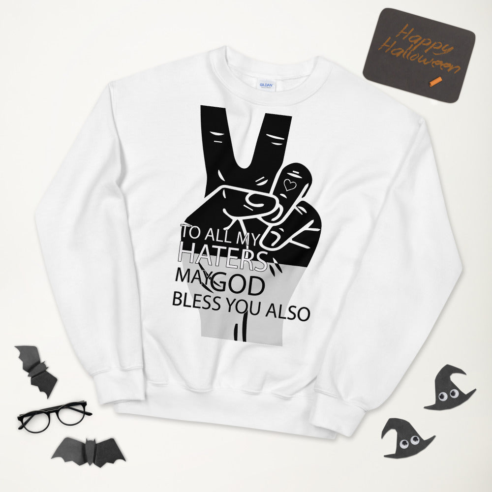 PEACE to My HATERS Unisex White Sweatshirt-Digital Rawness