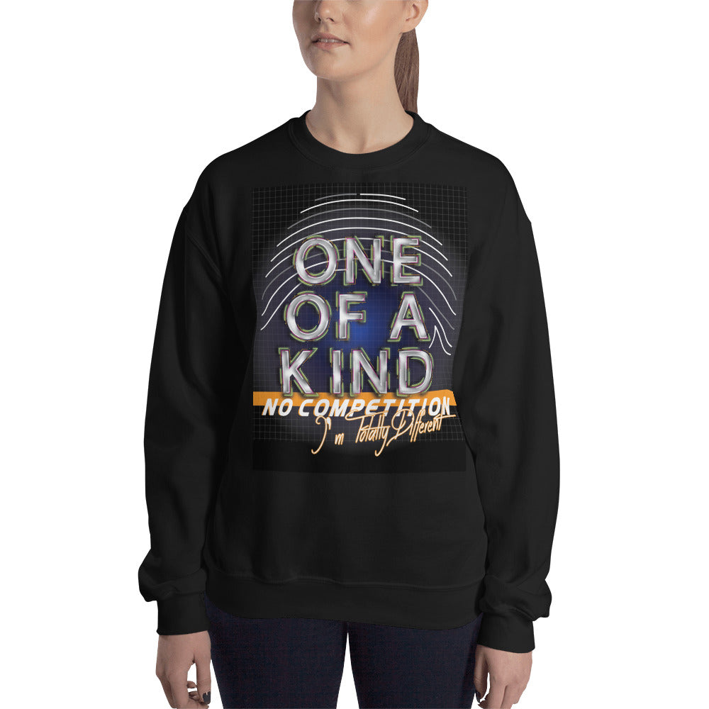 Close-up of One of a Kind text on a sweatshirt