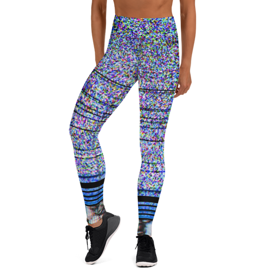 Static TV Noise Ankle Leggings - High-Waisted Activewear - Digital Rawness