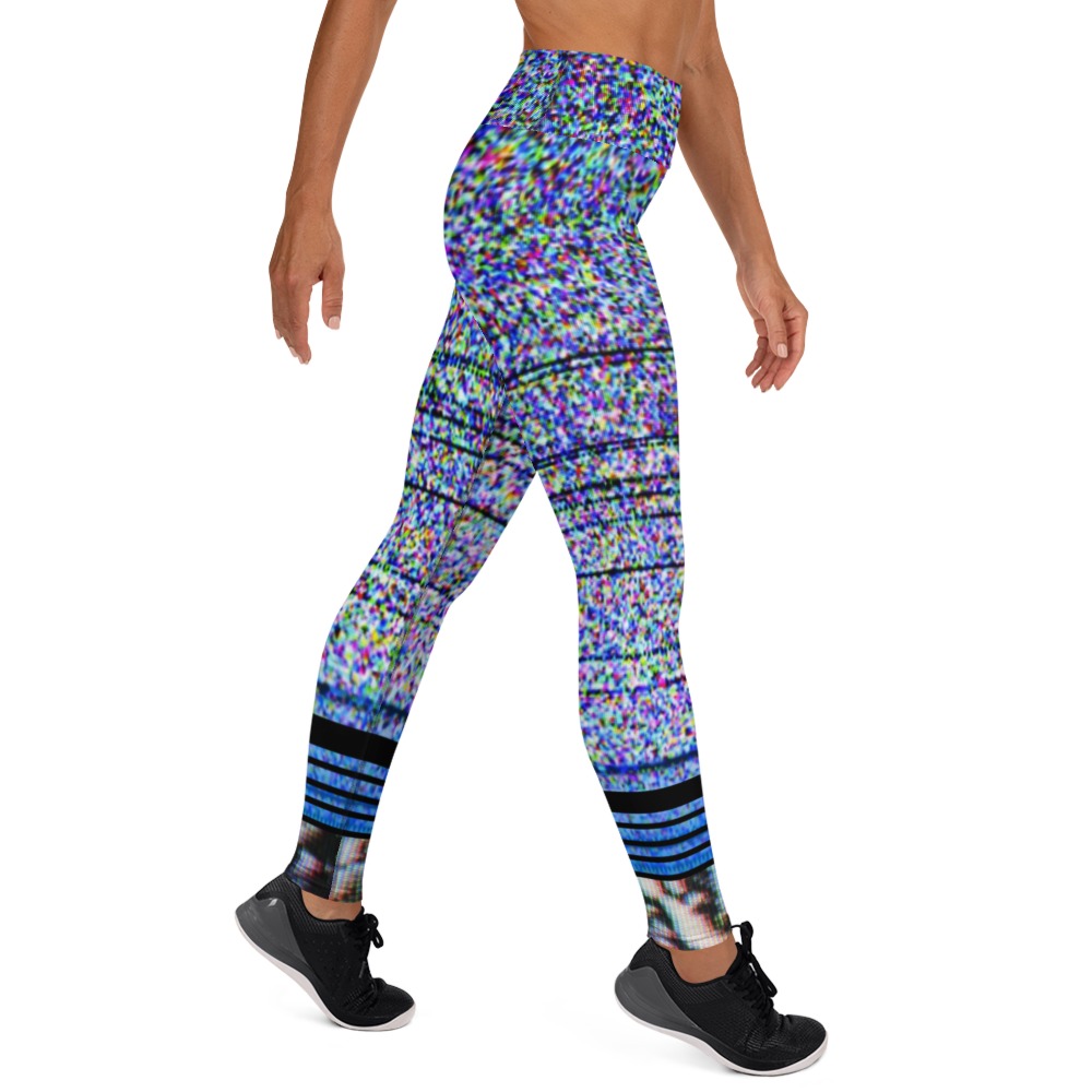 Close-Up of Static TV Noise Women's Leggings - Digital Rawness