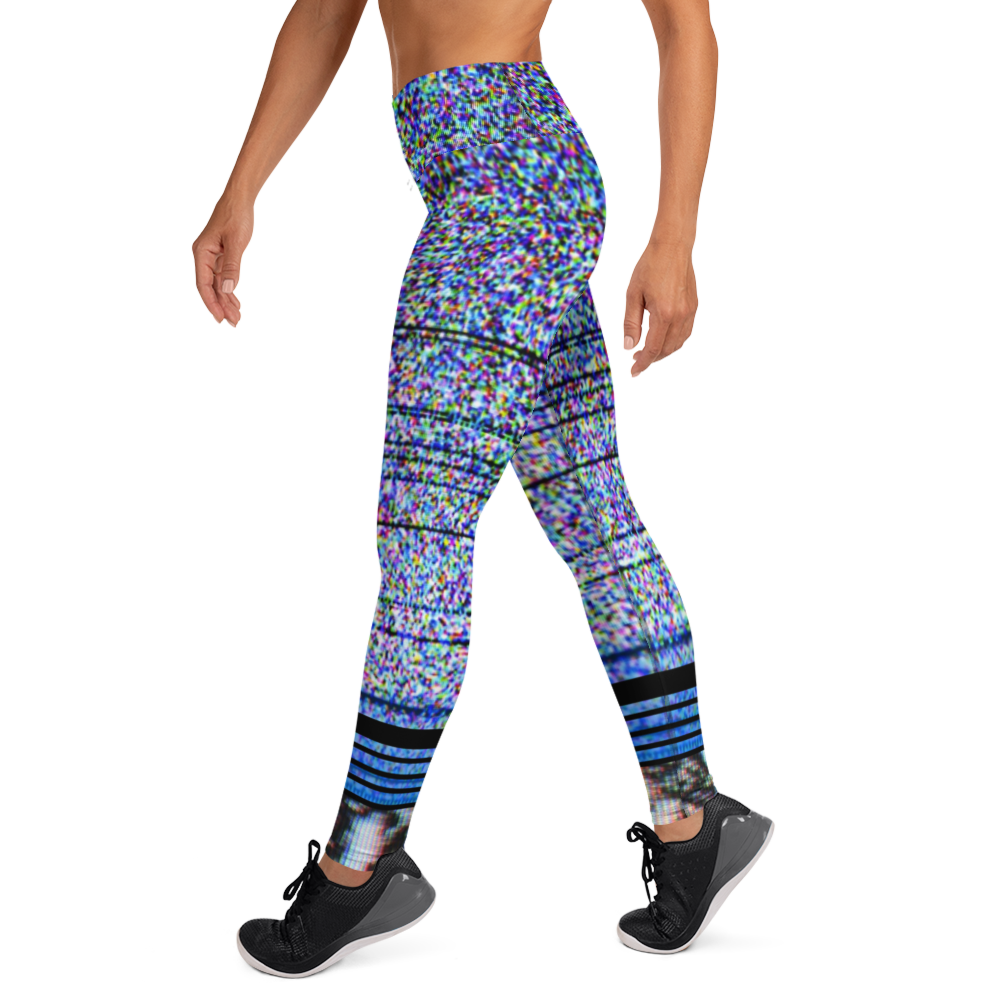 Side View of Static TV Noise Leggings - Women's Fitness Wear