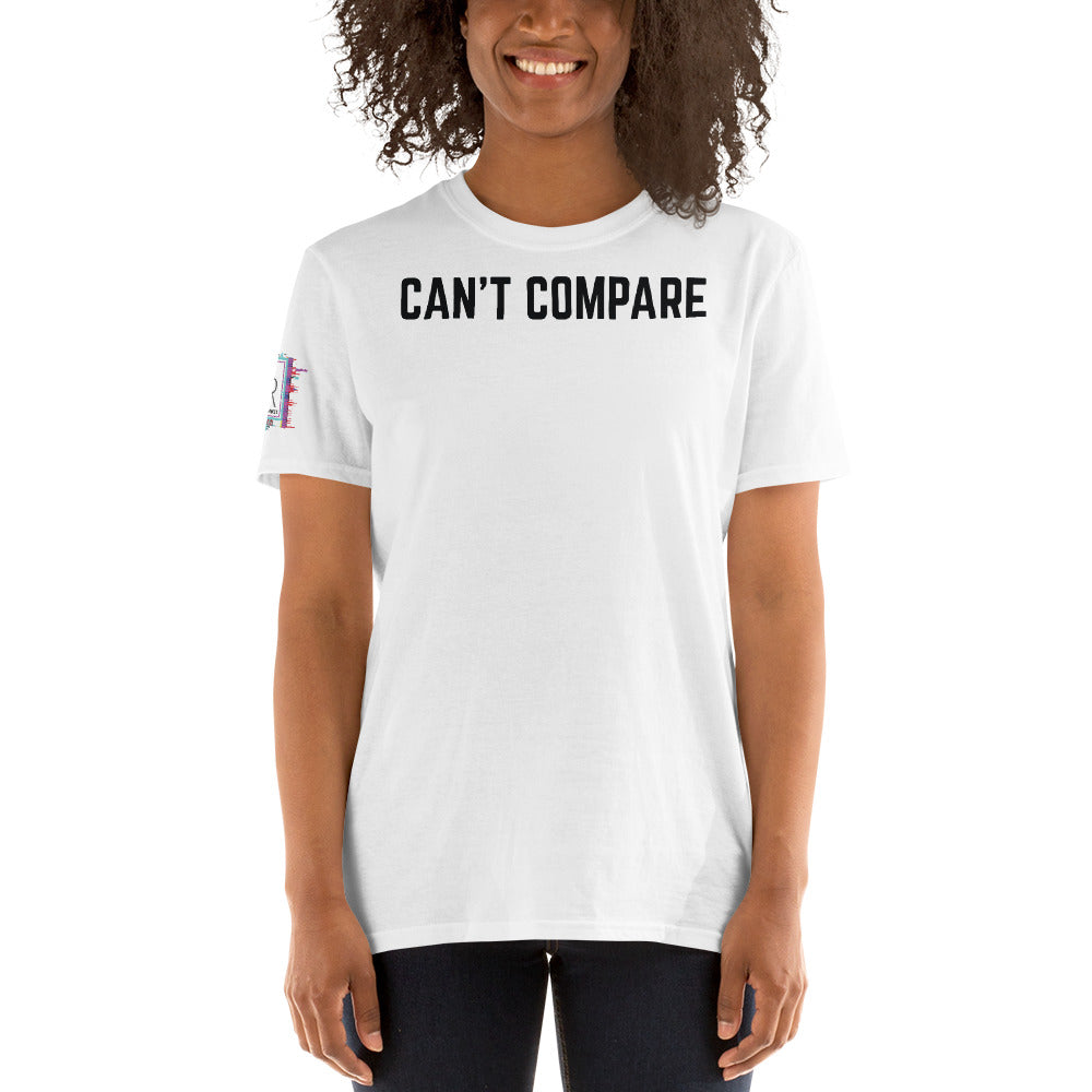 Can't Compare White Unisex Graphic Shirt-Digital Rawness