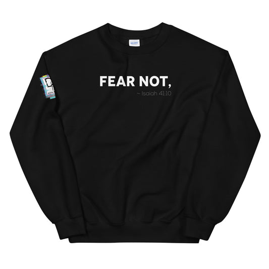 Isaiah 41:10 FEAR NOT, Unisex Black Christian Sweatshirt -Digital Rawness