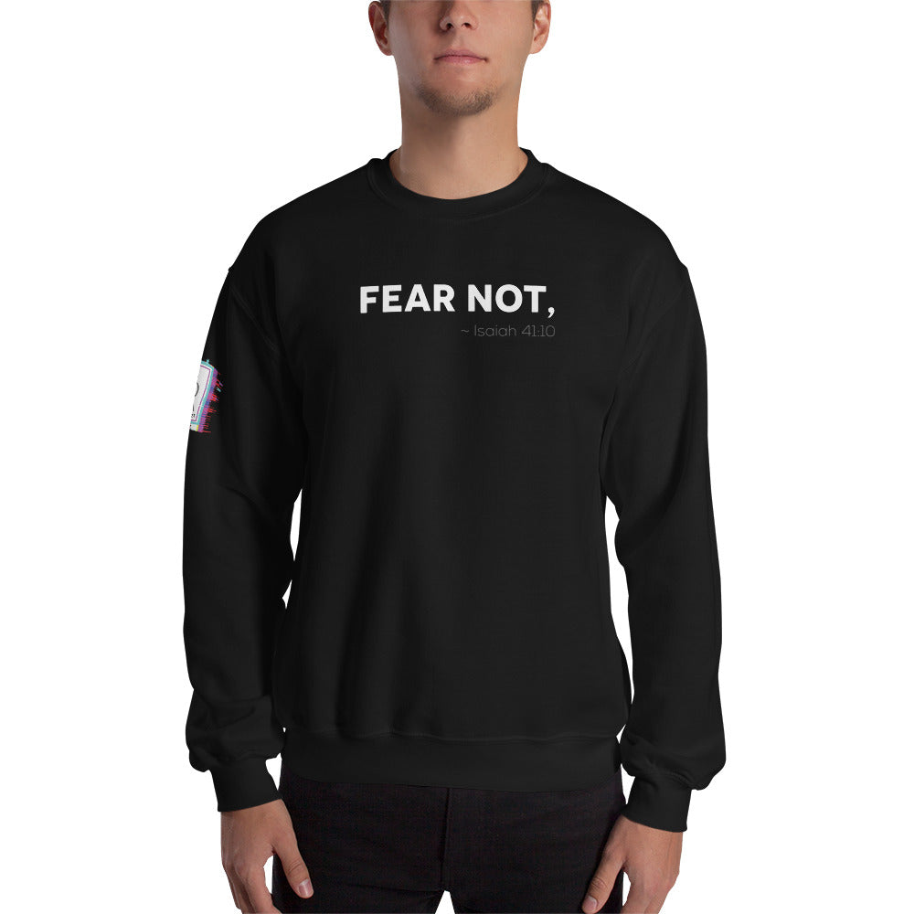 Isaiah 41:10 FEAR NOT, Unisex Black Christian Sweatshirt -Digital Rawness