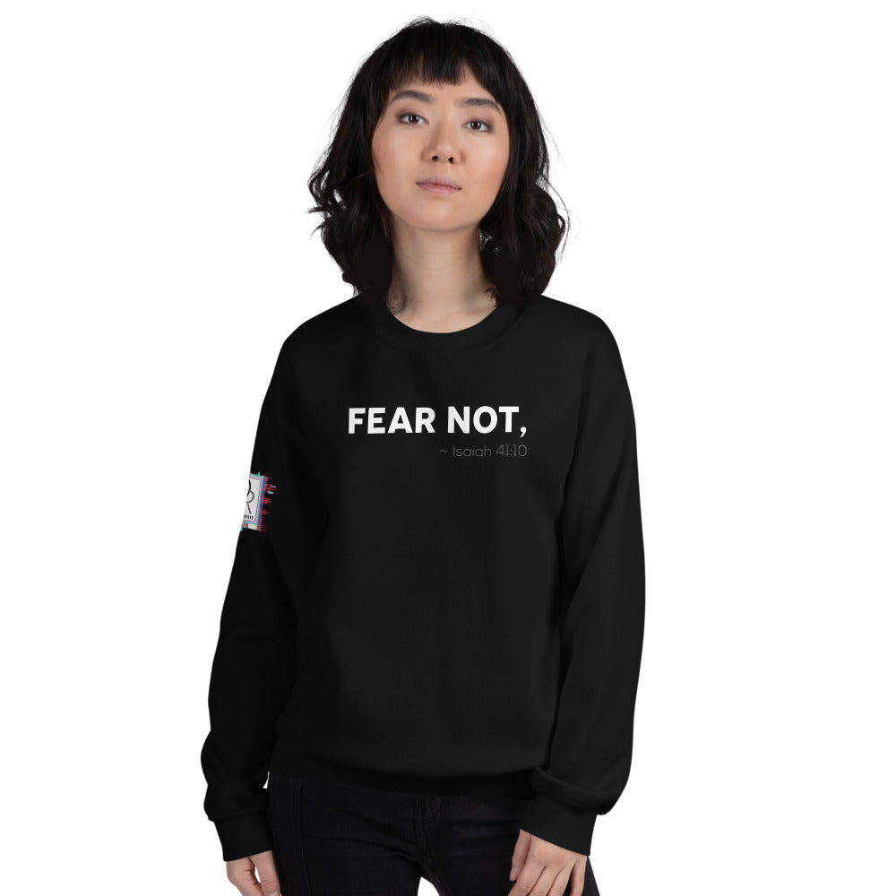 Isaiah 41:10 FEAR NOT, Unisex Black Christian Sweatshirt -Digital Rawness