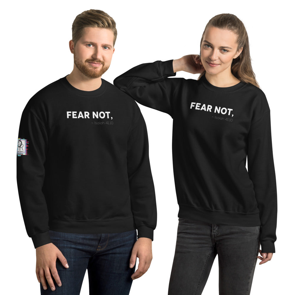 Isaiah 41:10 FEAR NOT, Unisex Black Christian Sweatshirt -Digital Rawness