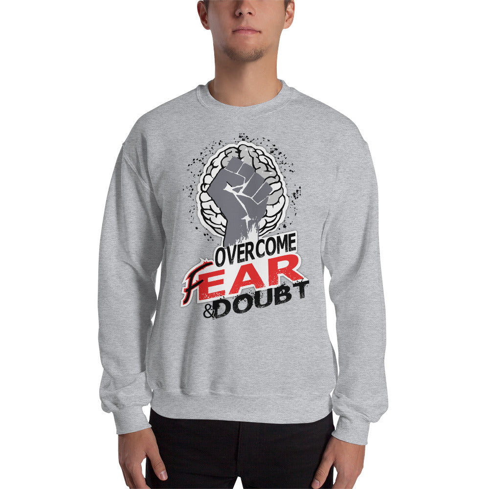 Overcome Unisex White Sweatshirt-Digital Rawness