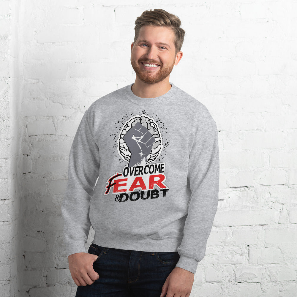 Overcome Unisex White Sweatshirt-Digital Rawness