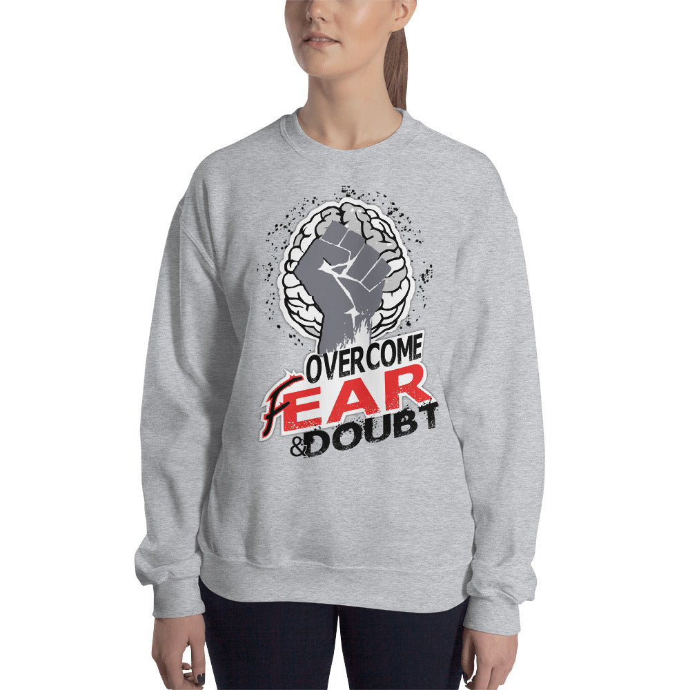 Overcome Unisex White Sweatshirt-Digital Rawness