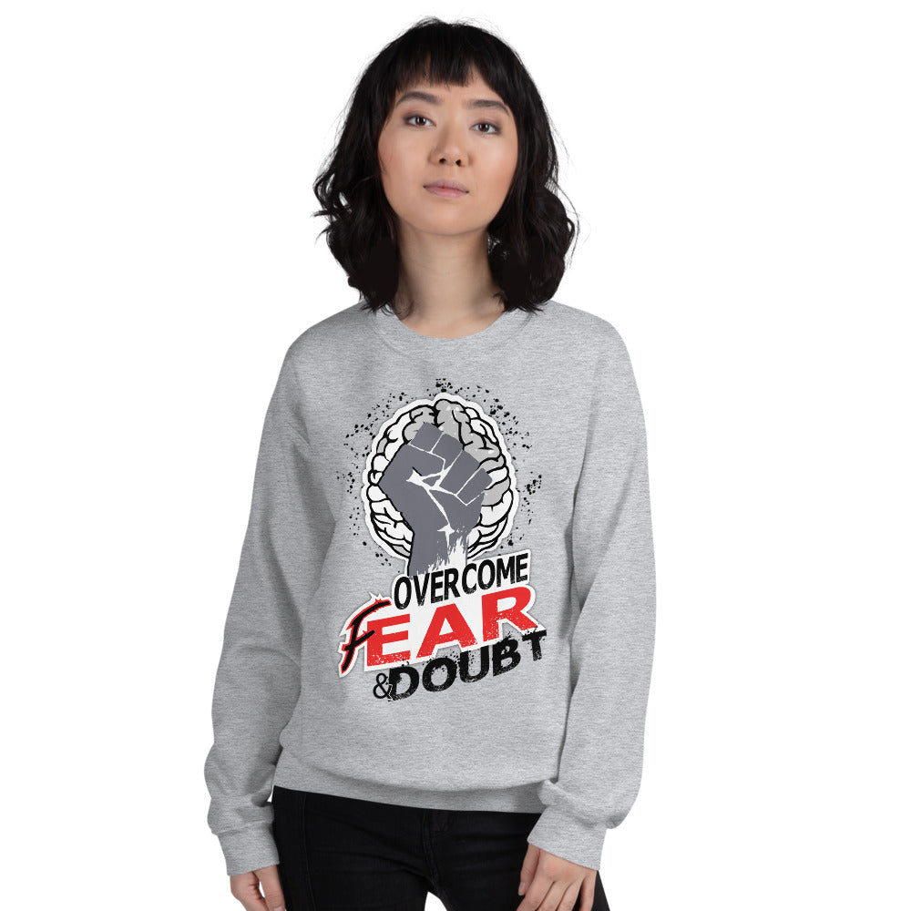 Overcome Unisex White Sweatshirt-Digital Rawness