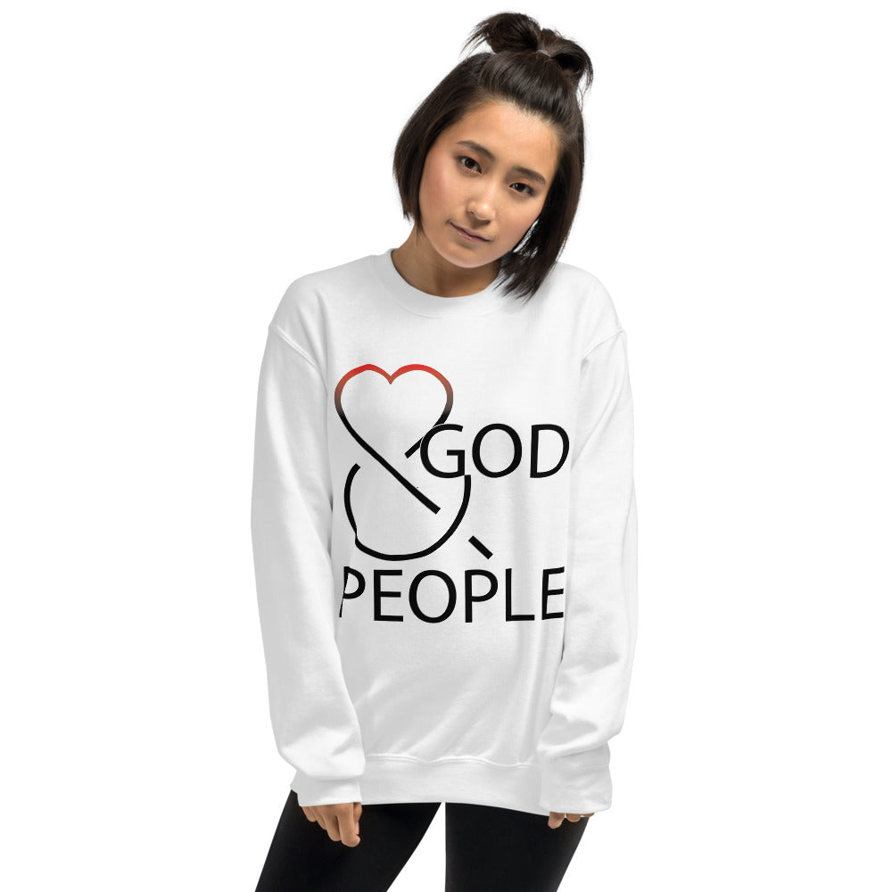 Love GOD and People Unisex White Christian Sweatshirt-Digital Rawness