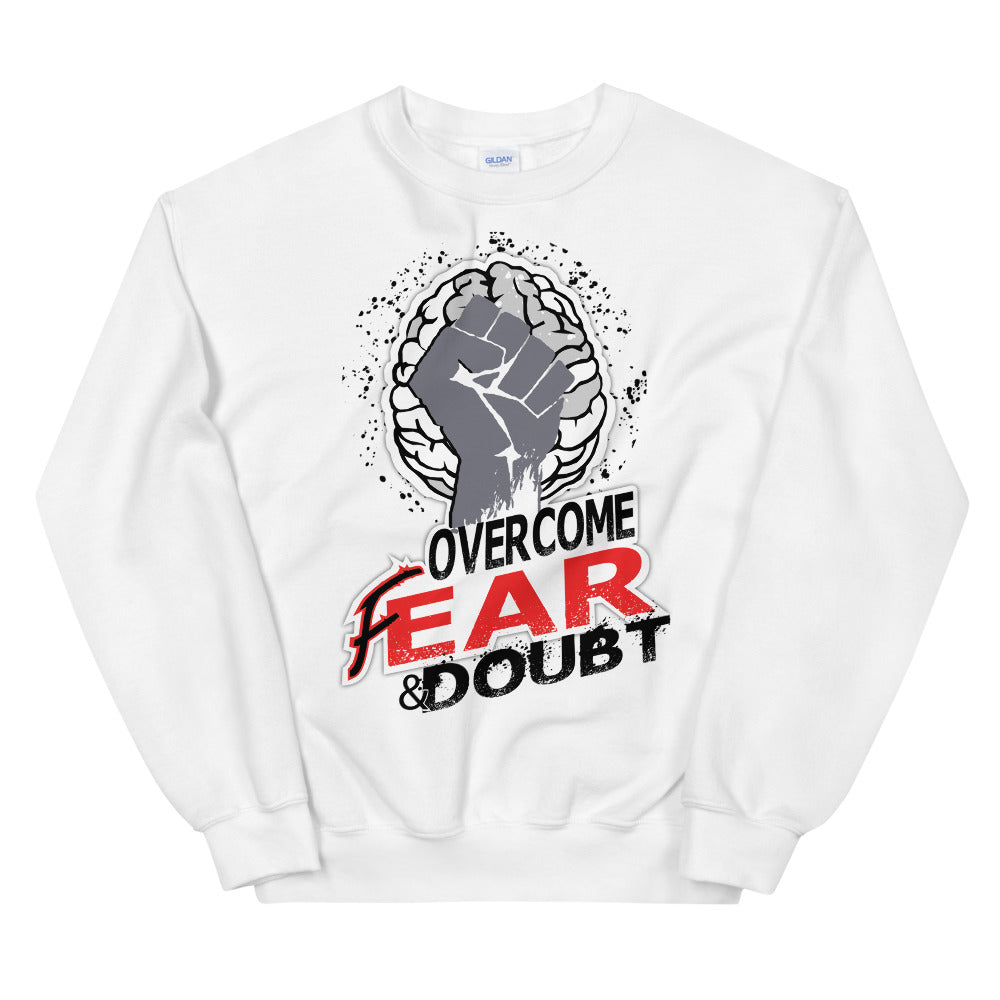 Overcome Unisex White Sweatshirt-Digital Rawness