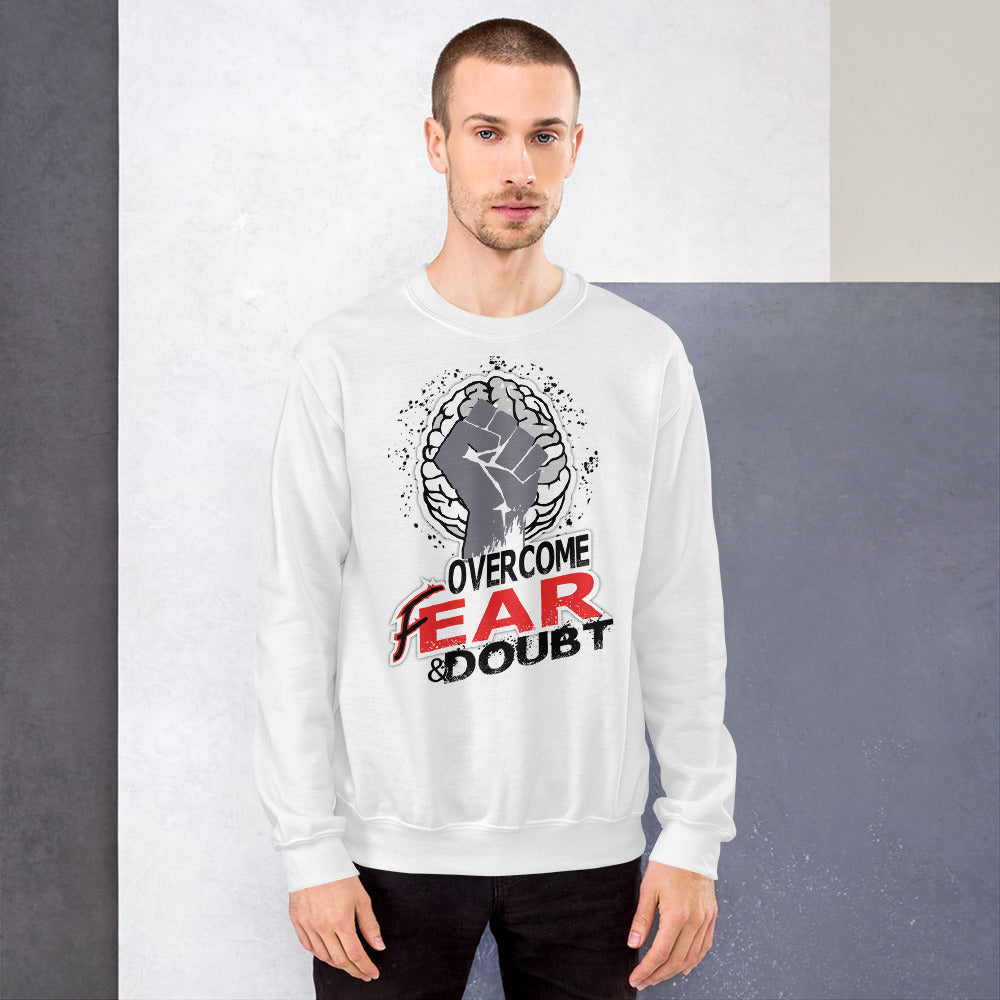 Overcome Unisex White Sweatshirt-Digital Rawness