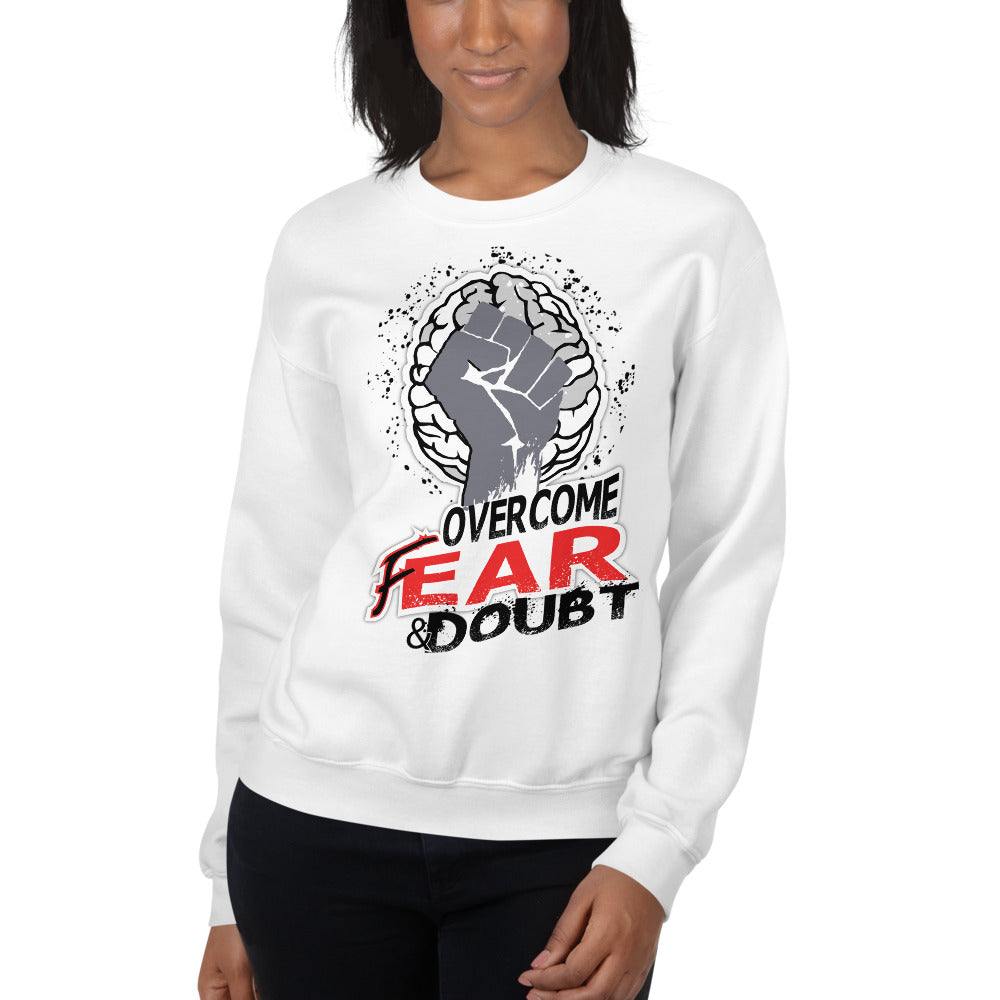 Overcome Unisex White Sweatshirt-Digital Rawness