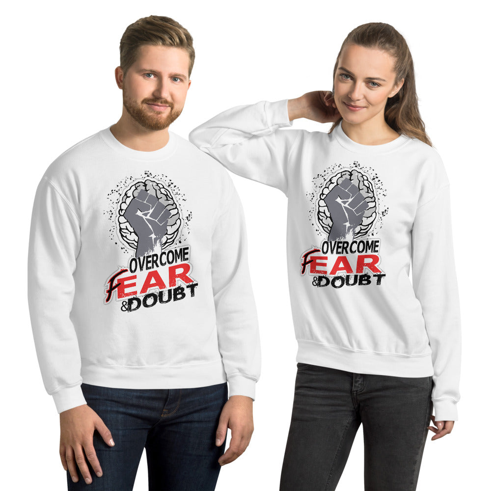 Overcome Unisex White Sweatshirt-Digital Rawness