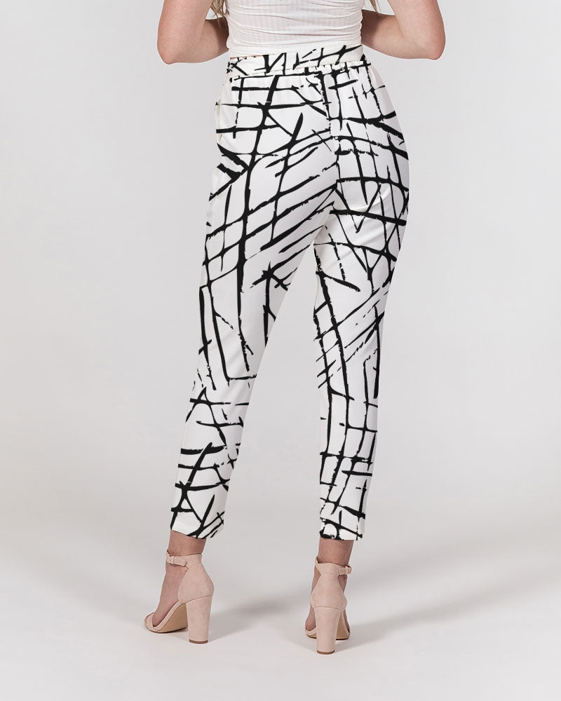 Lines and Pops Women's Belted Tapered Pants-cloth-Digital Rawness
