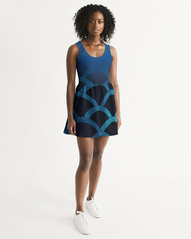 Blue Blues Women's Scoop Neck Skater Dress-cloth-Digital Rawness