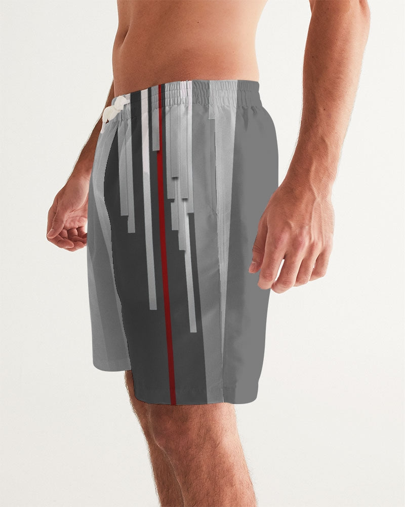 Blur Grey Lines Men's Swim Trunk-cloth-Digital Rawness