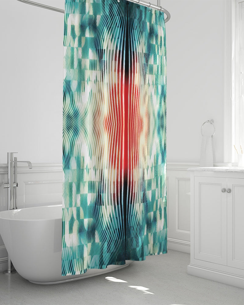 Blue & Red Tie-Dye Swirl Shower Curtain 72"x72"-home goods-Digital Rawness