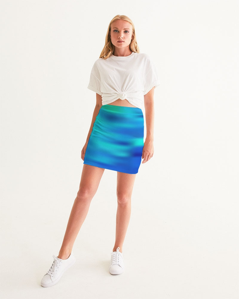 Ocean Shore Blues Women's Mini Skirt-cloth-Digital Rawness