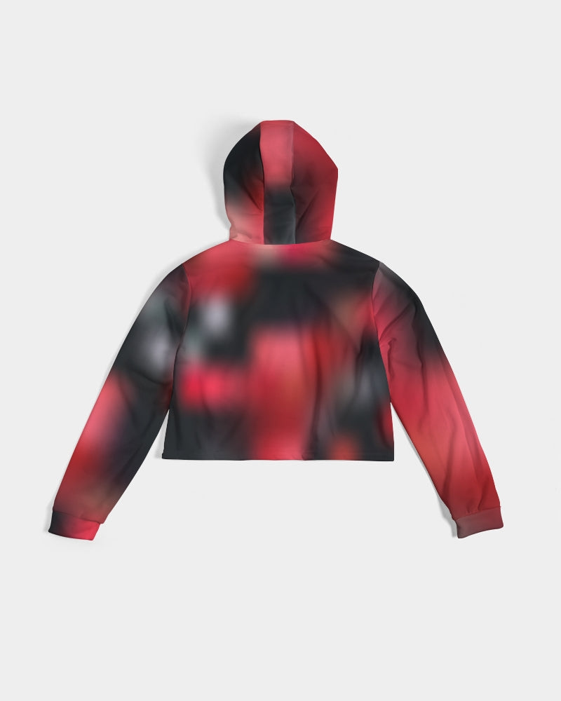 Red Women's Cropped Hoodie-Digital Rawness