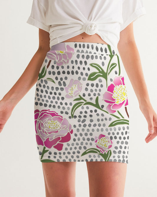 Flower & Dots Women's Mini Skirt-cloth-Digital Rawness
