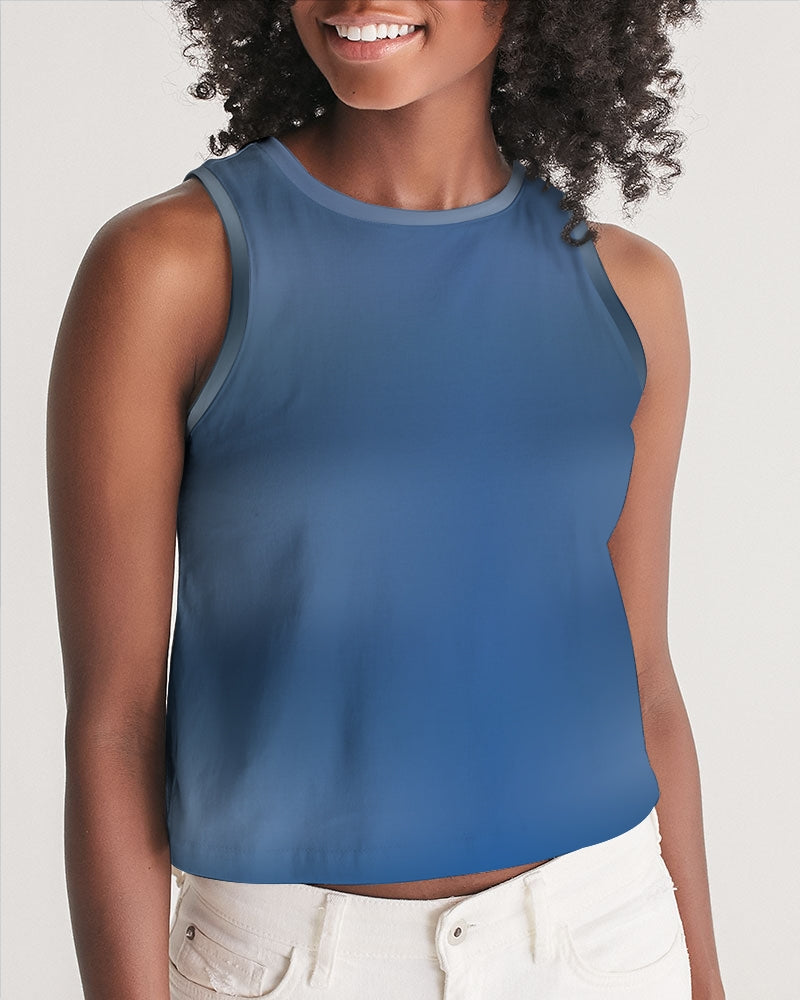 Shaded Blue Women's Cropped Tank-cloth-Digital Rawness