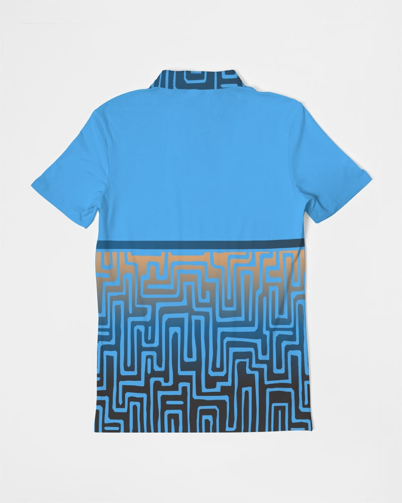 Orange Sticked On Blue Men's Slim Fit Polo-cloth-Digital Rawness