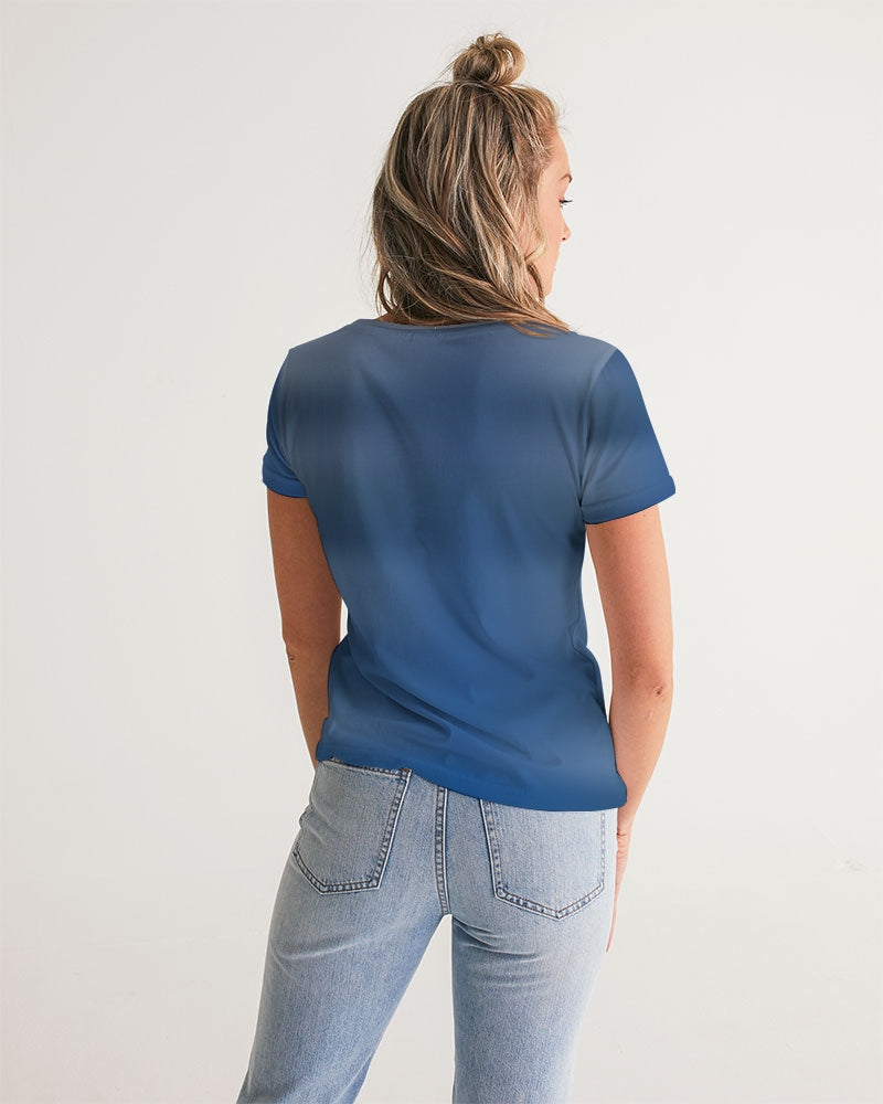 Shaded Blue Women's V Neck Shirt-cloth-Digital Rawness