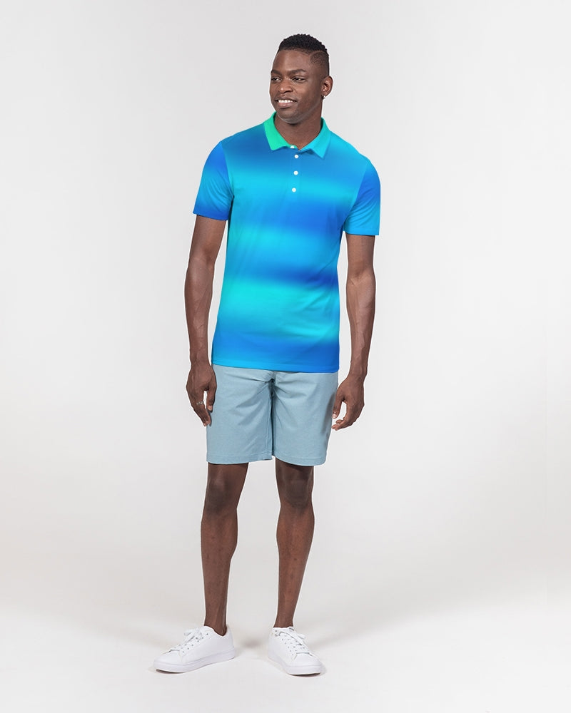 Ocean Shore Blues Men's Slim Fit Polo-cloth-Digital Rawness