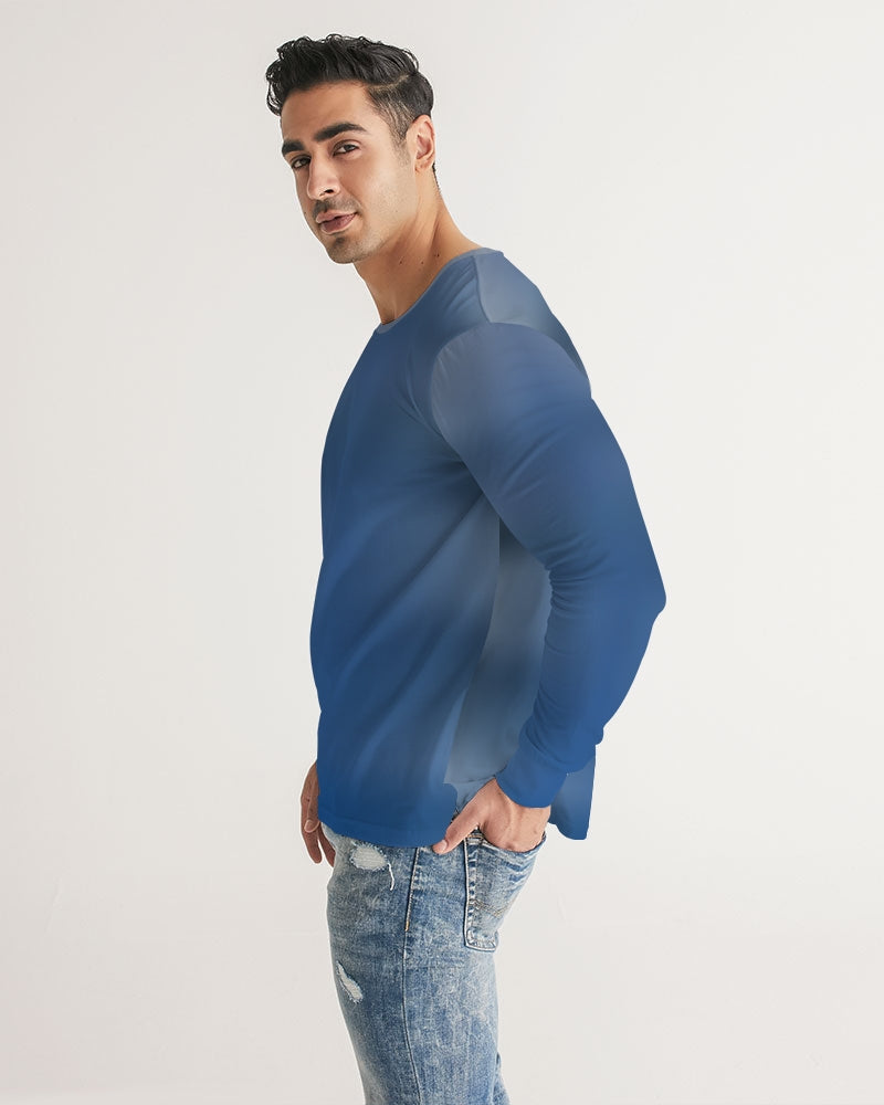 Shaded Blue Men's Long Sleeve Shirt-cloth-Digital Rawness