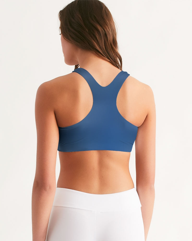 Shaded Blue Women's Seamless Sports Bra-cloth-Digital Rawness