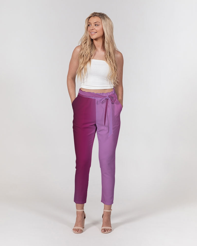 Plum Fade Women's Belted Tapered Pants-cloth-Digital Rawness