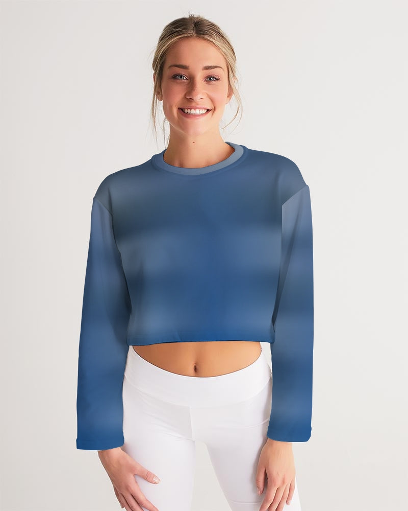 Shaded Blue Women's Cropped Sweatshirt-cloth-Digital Rawness